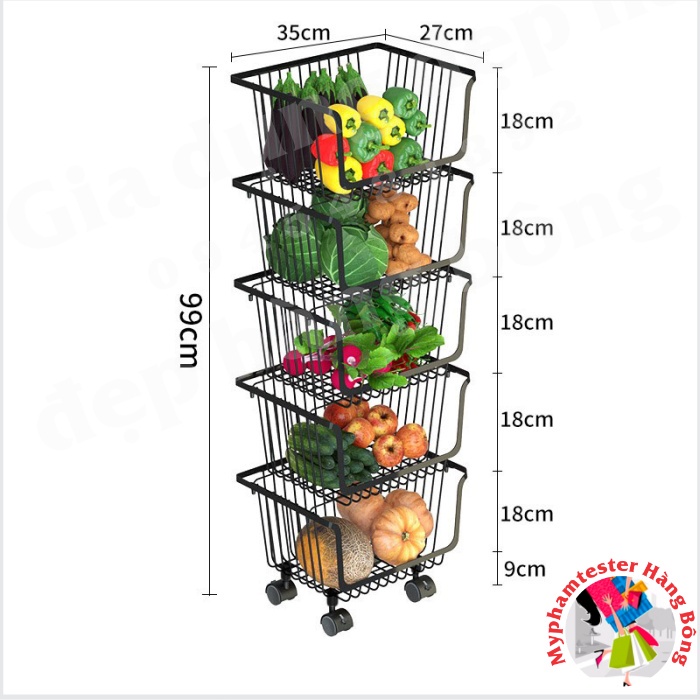 (HÀNG ĐẸP) Kệ sắt nhiều tầng có bánh xe để đồ dùng nhà bếp, nhà tắm