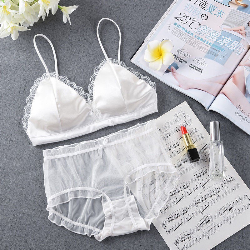 Bộ Đồ Lót Không Gọng Thép Phối Ren Phong Cách Âu Mỹ Dễ Thương Cho Nữ | BigBuy360 - bigbuy360.vn