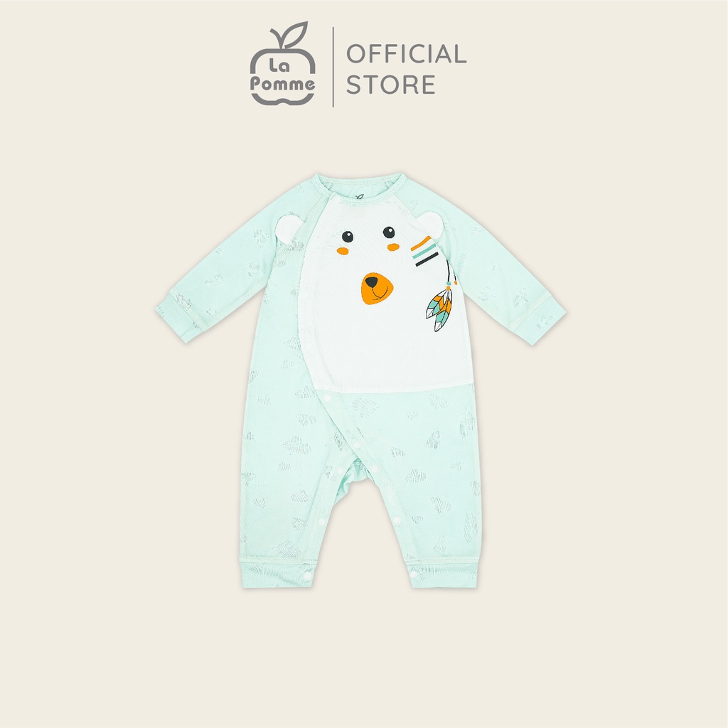 La Pomme sơ sinh Bộ đồ dài tay cúc lệch, cúc thẳng, body dài, bodychip Teddy Bear(CTV)