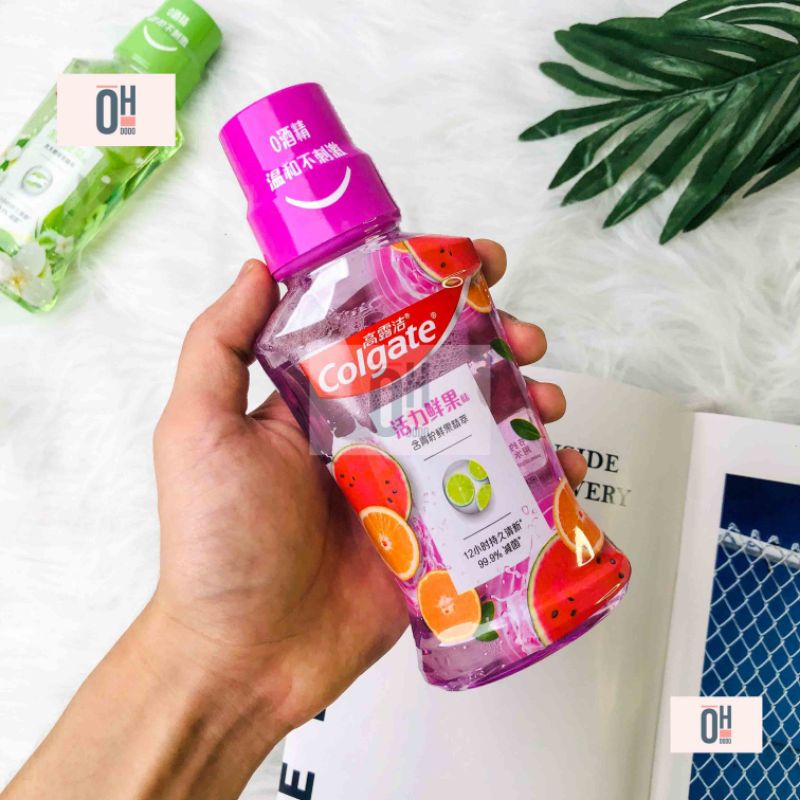 Nước xúc miệng Colgate vị trái cây dưa hấu cam, nha đam mật ong, hoa nhài trà xanh 250ml