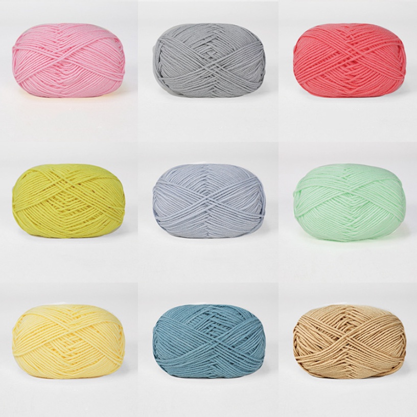 Cuộn Len Đan Sợi Cotton Mềm Mịn 4 Lớp 50g 50 Màu Tự Chọn