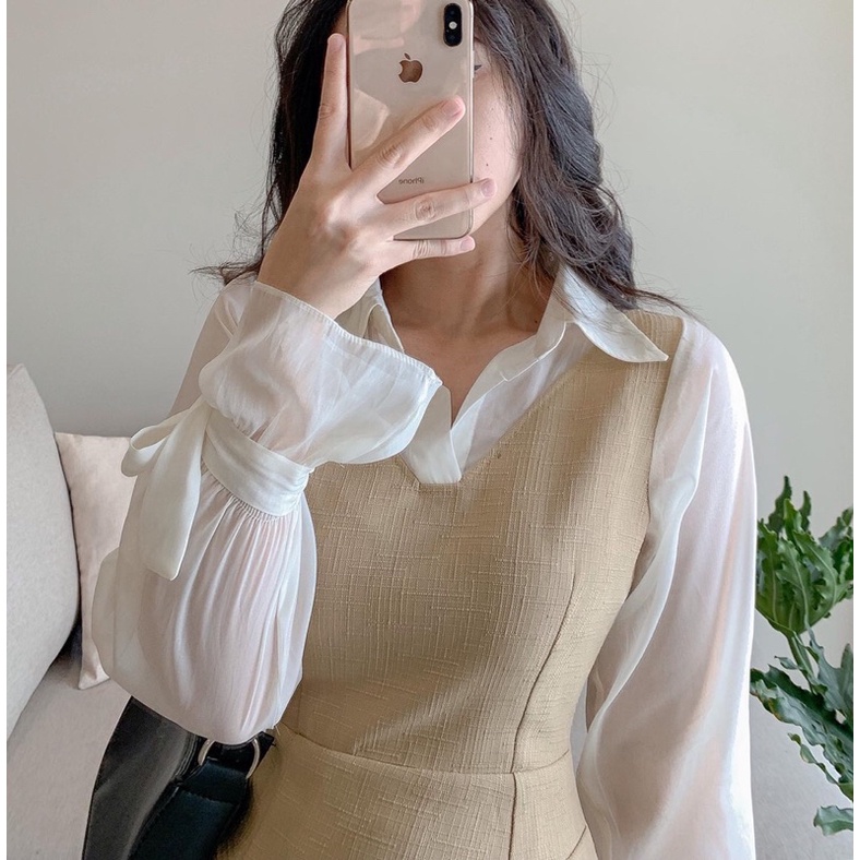 Đầm Katleen - Đầm yếm phối cổ sơ mi | BigBuy360 - bigbuy360.vn