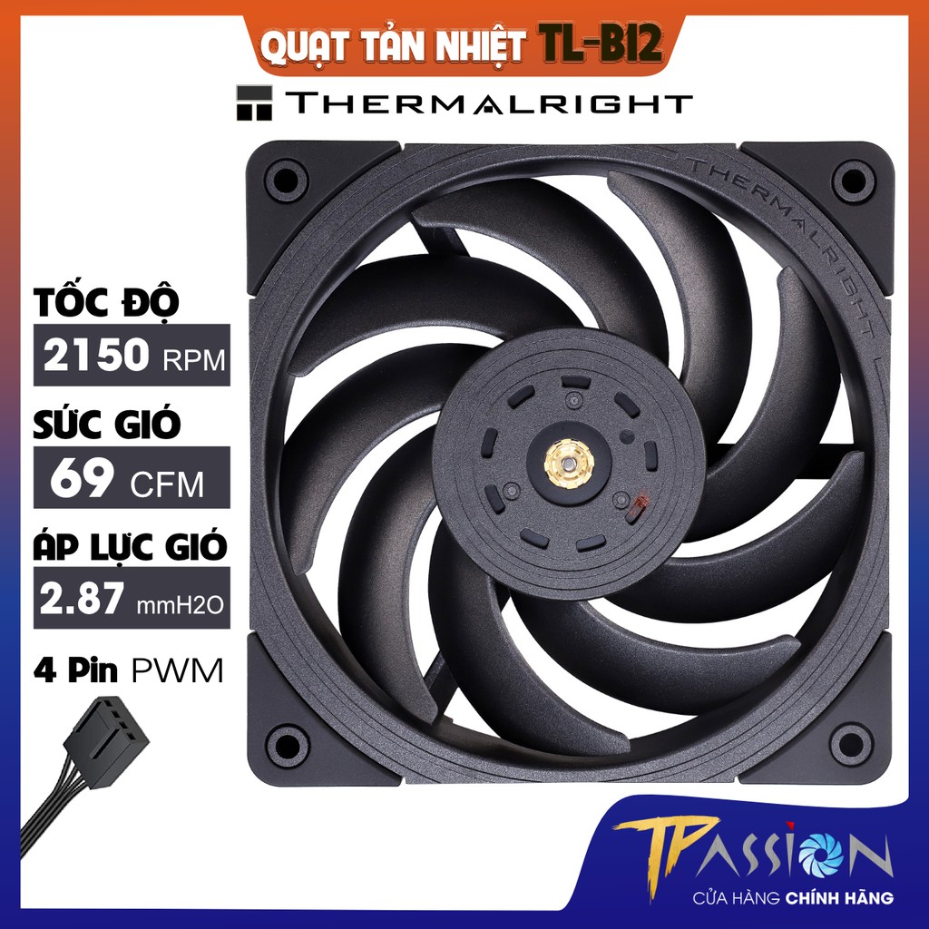 Quạt tản nhiệt Thermalright TL-B12 - Chính hãng, Fan case 12cm tốc 2150rpm, thổi rad mạnh, cực êm