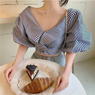 ÁO SƠ MI TRỄ VAI BUỘC EO CROPOP  [kèm ảnh thật]