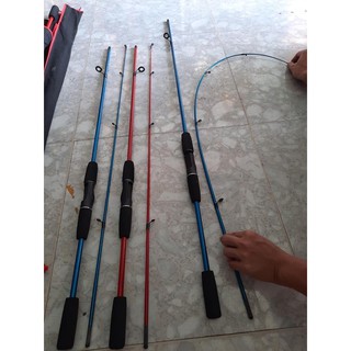 Cần câu lure 2 khúc rỗng giá siêu rẻ có size từ 1m8 - 2m1 - 2m4 - 2m7 màu xanh và đỏ
