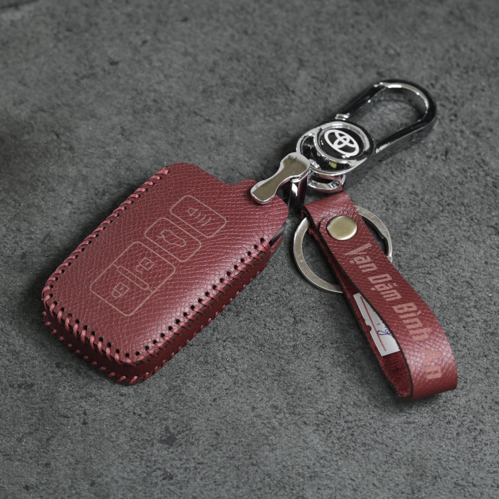 Bao da bọc ốp chìa khoá xe ô tô Toyota Altis 2018-2021, Camry 2014-2016, da bò nhiều màu khâu thủ công To18