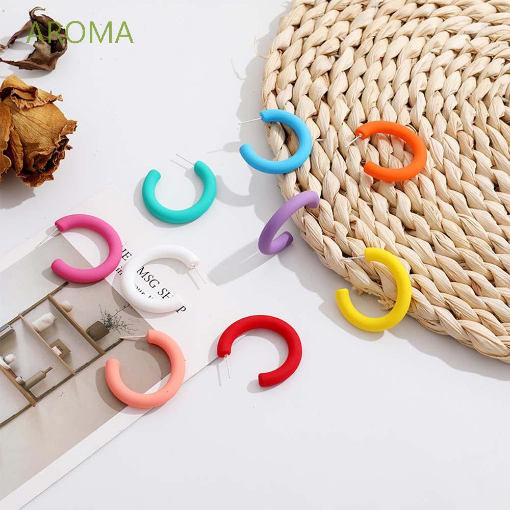 Khuyên Tai Hình Chữ C Màu Sắc Dễ Thương Thời Trang