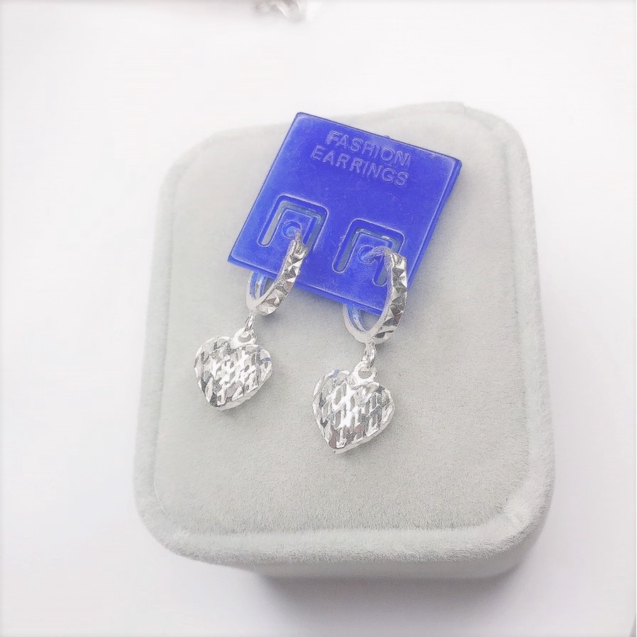 Bông tai nữ bạc thật cao cấp Evasilver hình trái tim đan lưới, Khuyên tai chất liệu bạc ta sang trọng