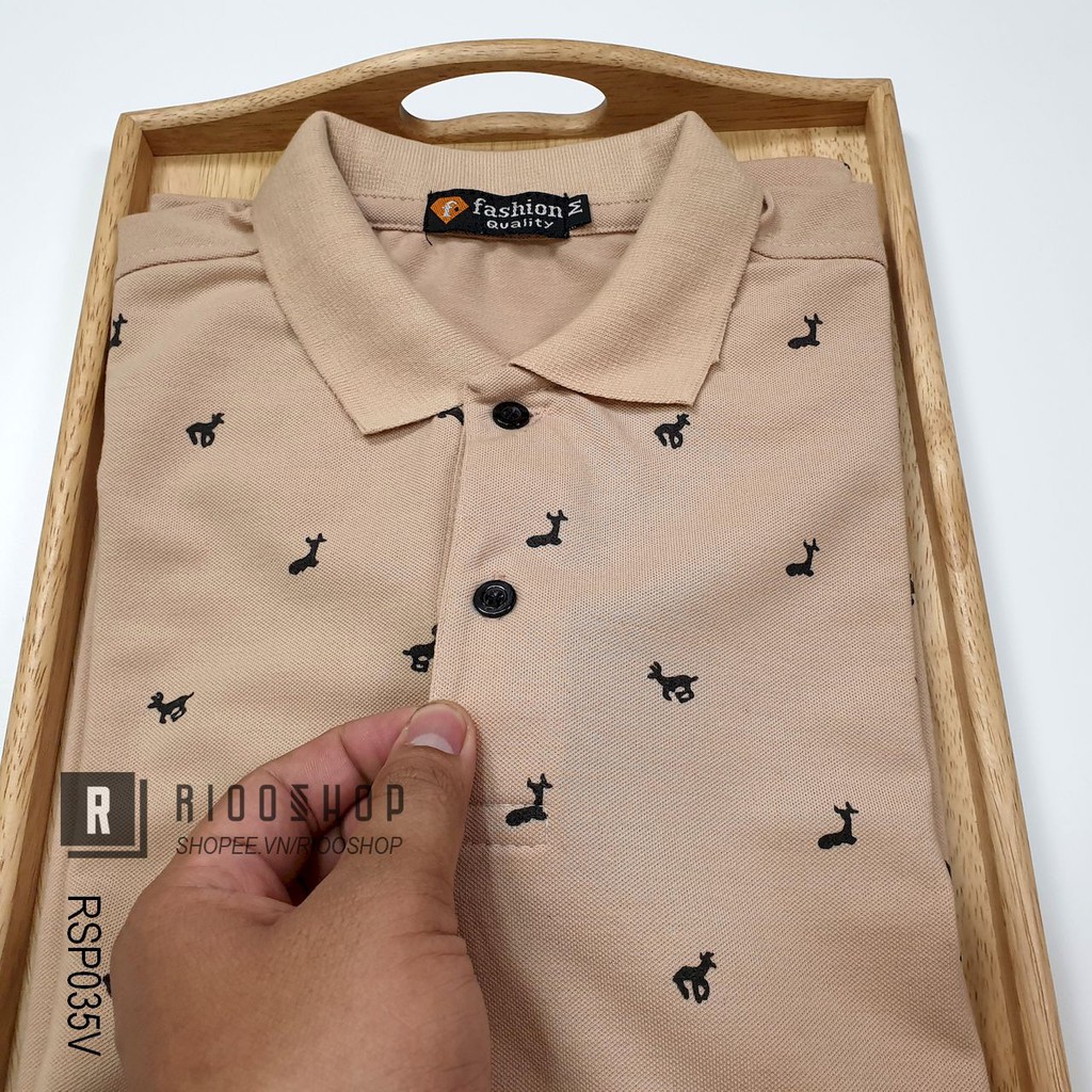 Áo thun nam có cổ họa tiết deer cao cấp RSP035V - áo polo nam form rộng Riooshop | BigBuy360 - bigbuy360.vn