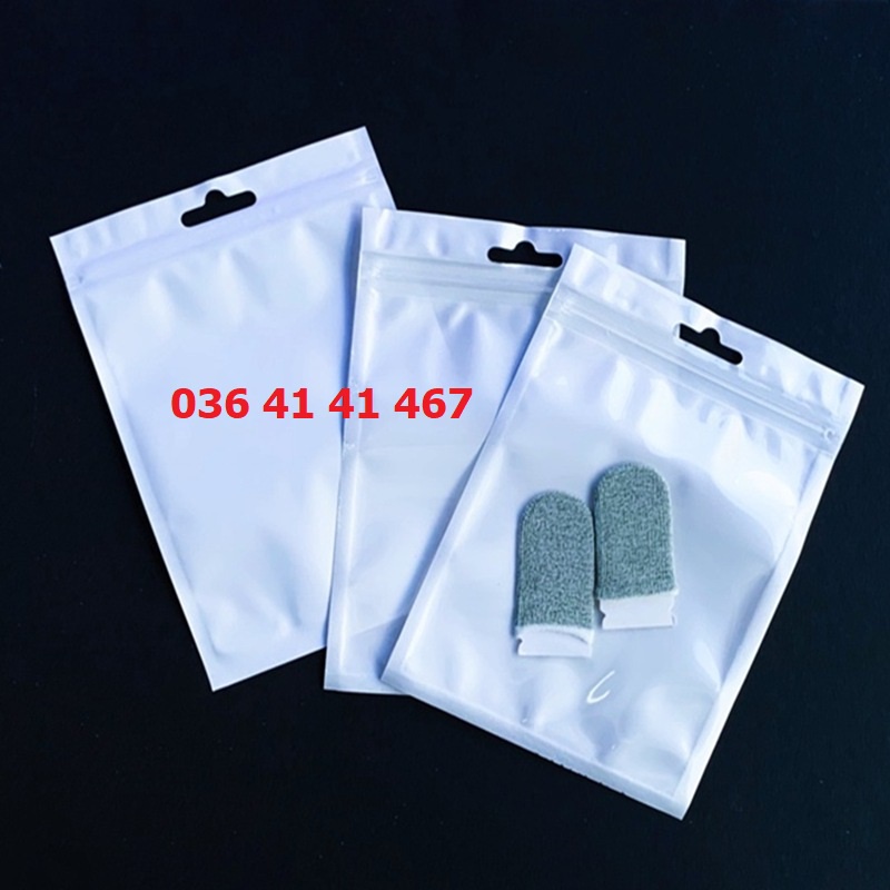 [Giá Xưởng] Combo 100 Túi ZIP khóa có lỗ treo có đục lỗ mặt trong mặt trắng sữa đựng đồ trưng bày hàng hóa