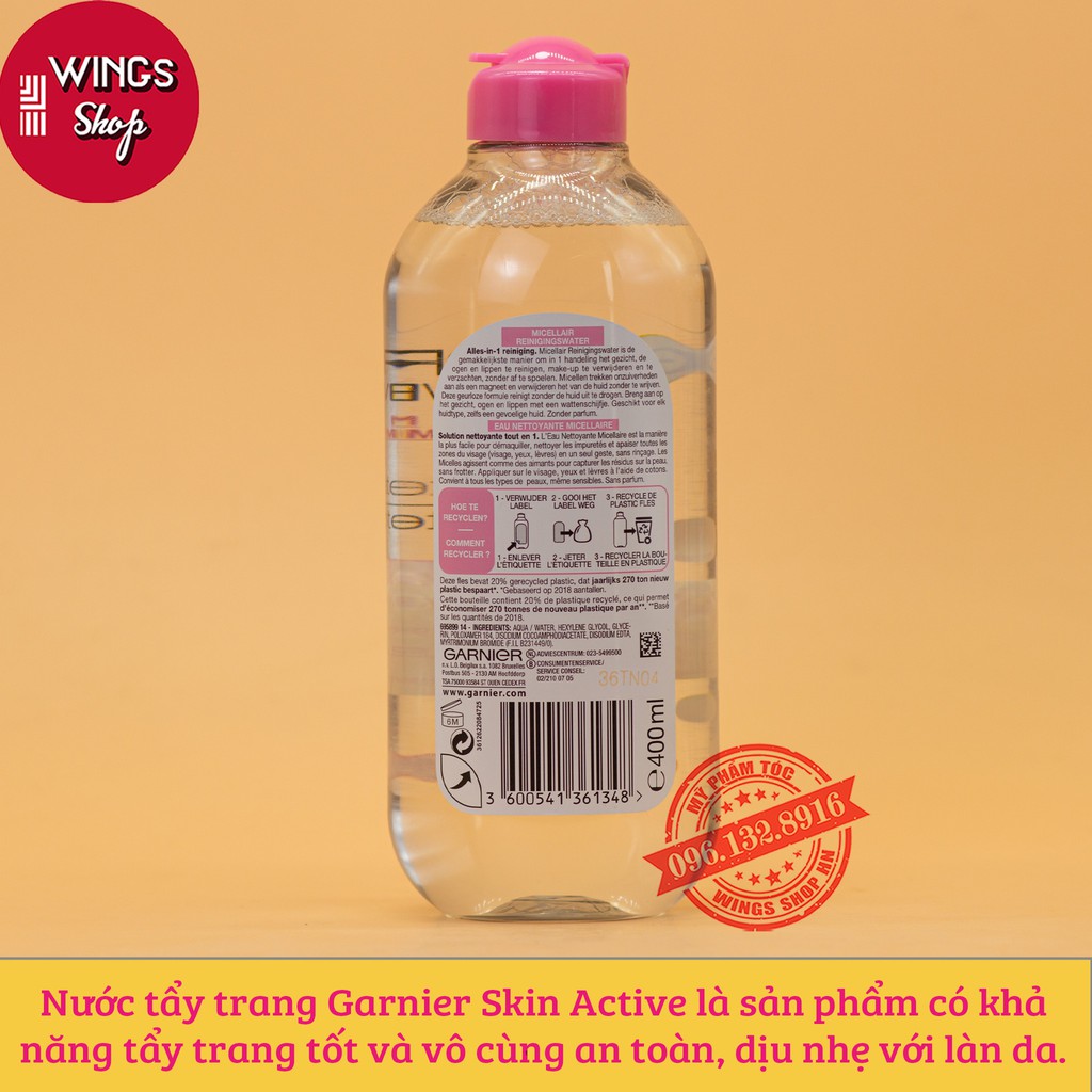 Nước Tẩy Trang Garnier Đủ Màu 400ml