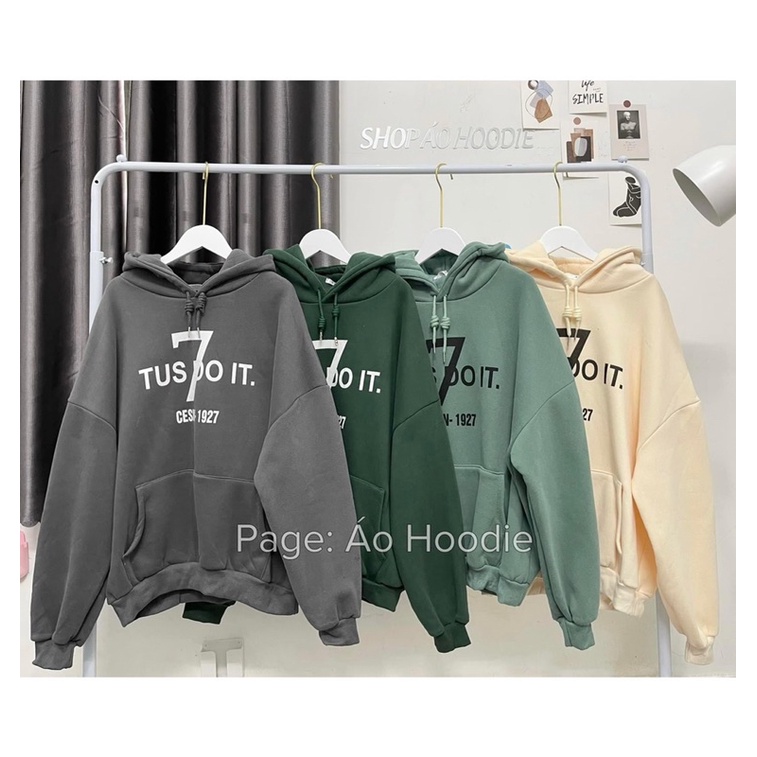 [ Rẻ vô địch ] Áo hoodie nỉ form rộng tay bồng mũ hai lớp - TUS DO IT