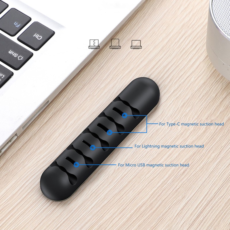 Kẹp Giữ Dây Cáp Sạc Điện Thoại Bằng Silicon Từ Tính Tiện Dụng Cho Phòng Ngủ / Văn Phòng