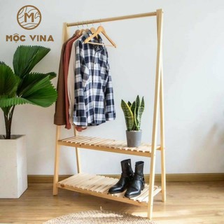 Giá Treo Quần Áo ,Kệ Để Đồ Chữ A  2 Tầng Gỗ Thông Tự Nhiên Mỹ Linh Decor