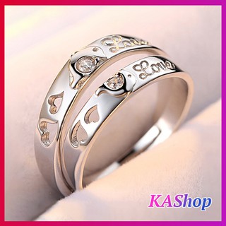 Nhẫn đôi đeo tay Cá heo đôi kết đá