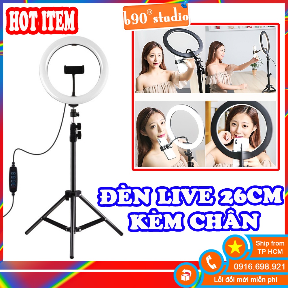 GIÁ SỈ  Bộ Đèn Led Livestream Size 26cm (Kèm Cả chân 2M &amp; kẹp điện thoại)