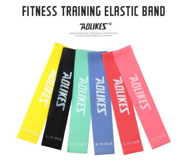 Dây miniband bộ 6 dây, Dây cao su tập mông Aolikes, dụng cụ tập gym, tập mông