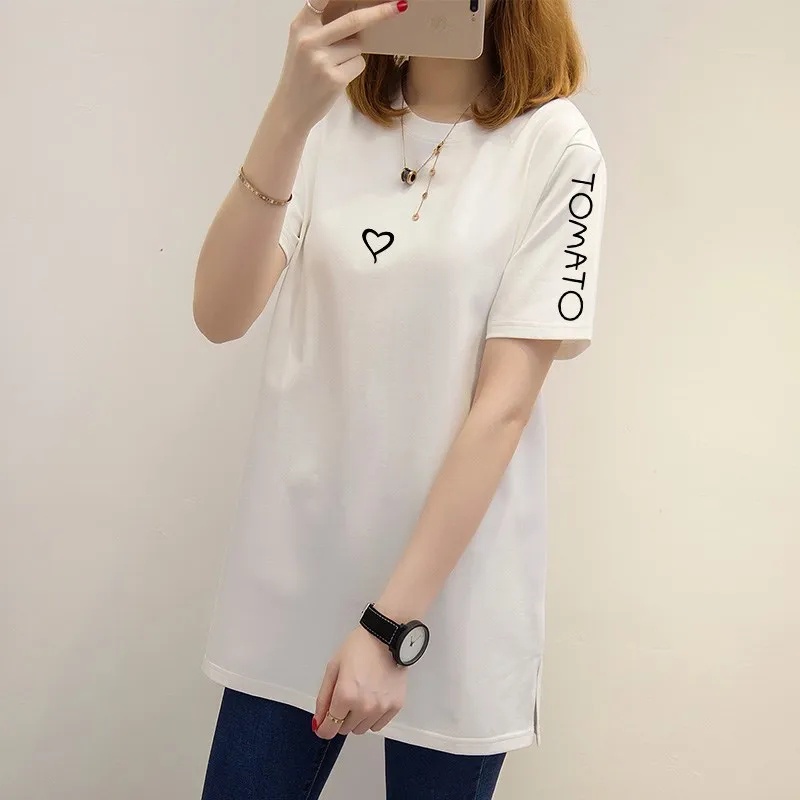 Áo Thun Tay Ngắn Dáng Dài Size Lớn M-5XL Cho Nữ