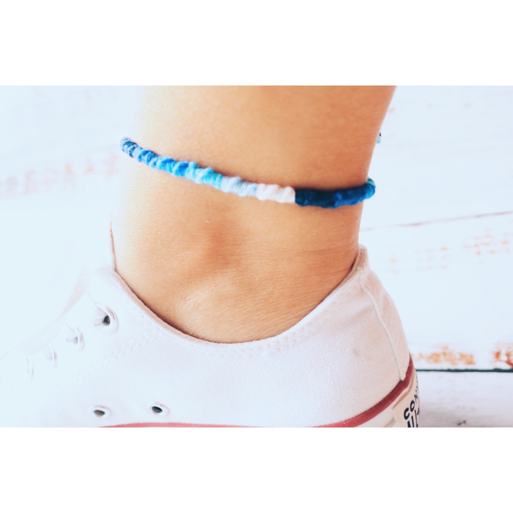 Vòng chân handmade xoăn tông xanh dương | BigBuy360 - bigbuy360.vn