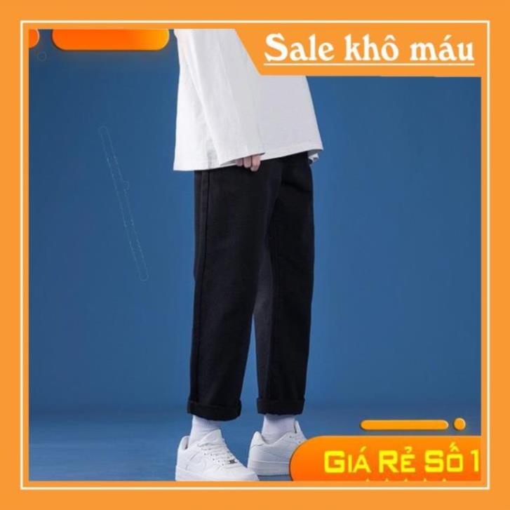 Quan jean nam Đen Trơn bóng baggy ống suông rộng tại Thế Giới Quần Jeans Nam -b11