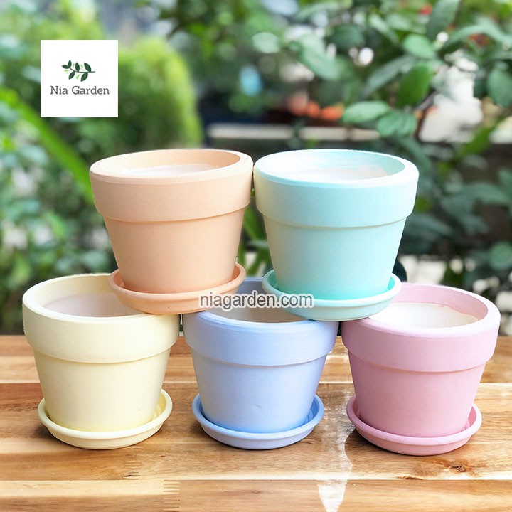 Đế lót đất nung tròn 8cm lót chậu cây cảnh để bàn mini Nia Garden N6