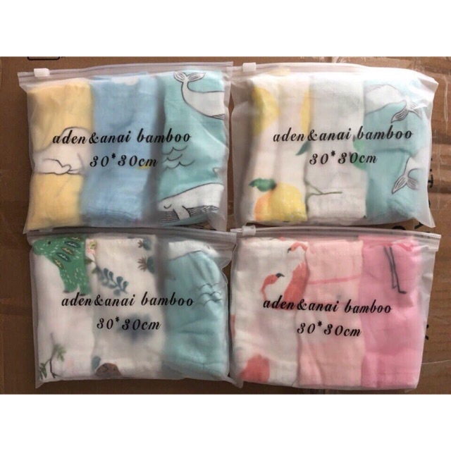 Set 3 Khăn sữa sợi tre aden&anais
