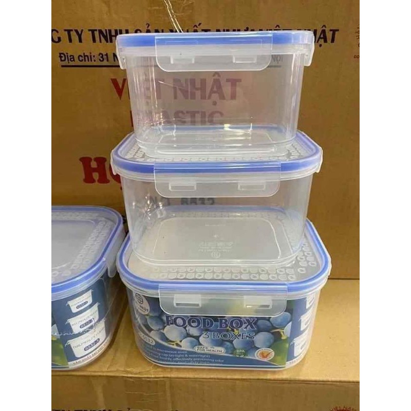 Combo 2 bộ hộp nhựa đựng thực phẩm 4 khóa việt nhật