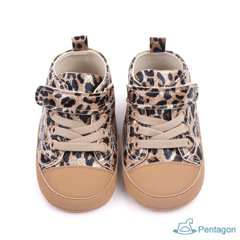 Giày Vải Canvas Đế Mềm Họa Tiết Da Báo Cho Bé Tập Đi