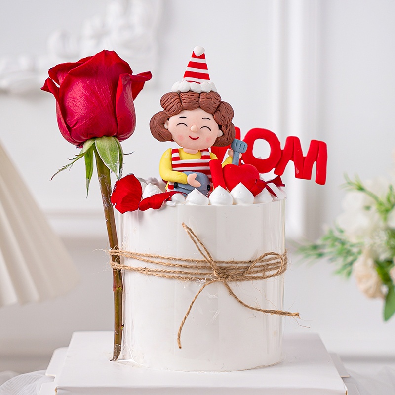 Phụ Kiện Trang Trí Bánh Sinh Nhật Kiểu Sườn Xám Mềm Dễ Thương Cho Mẹ Và Bé