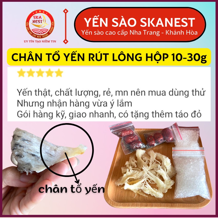 Chân tổ yến sào thô Tặng kèm táo đỏ, đường phèn, hạt chia