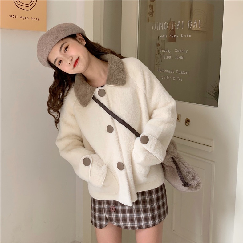 ❄❄Áo Khoác Bông Ấm Áp Phiên Bản Hàn Quốc 2 Màu Tương Phản Phong Cách Của Tiểu Thư❄❄