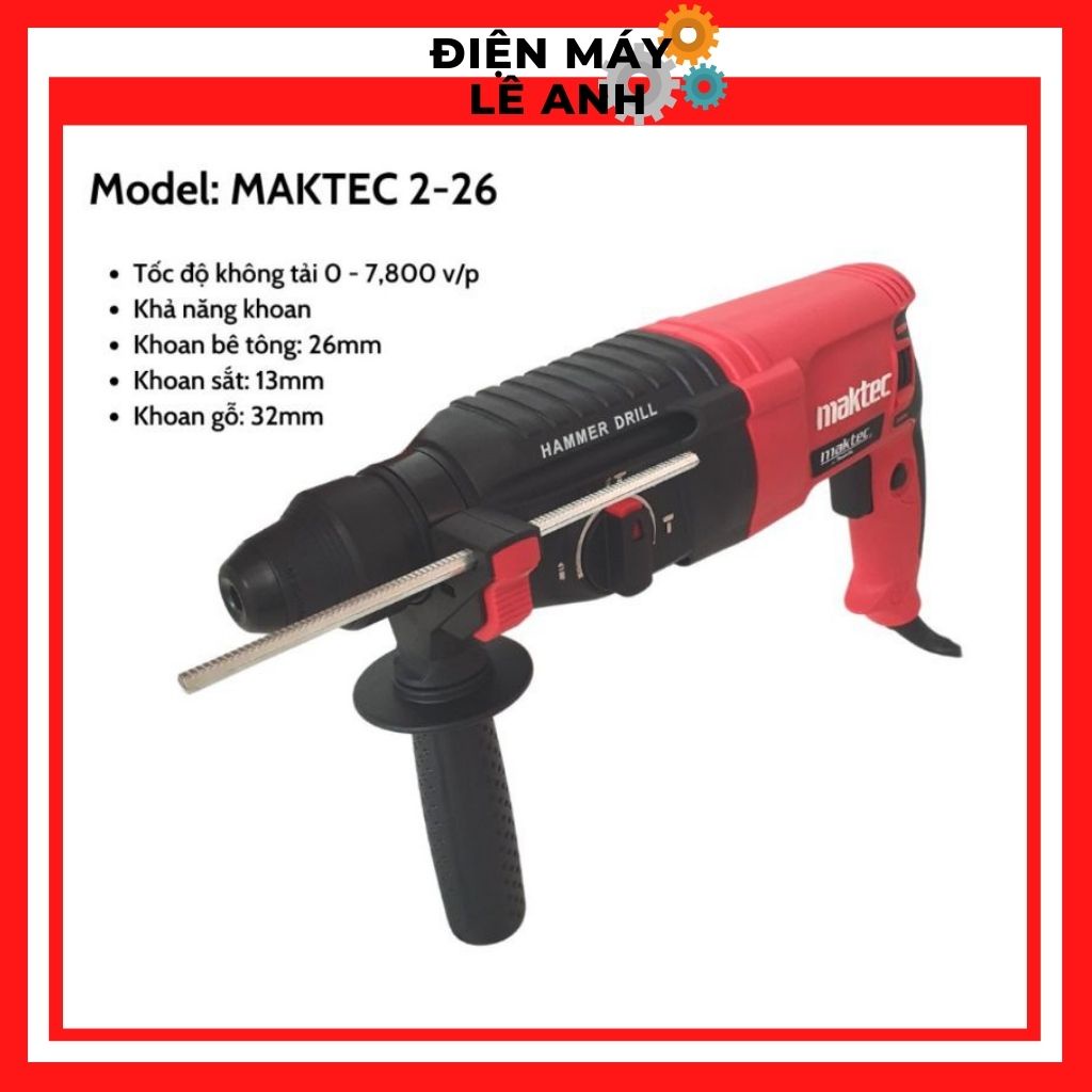 Máy khoan đục tường bê tông Maktec 2-26 khoan điện cầm tay đa chức năng mini giá rẻ -100% dây đồng chính hãng