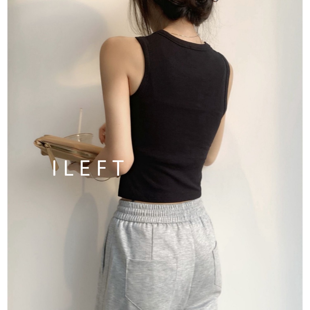 Áo croptop nữ sát nách ❤️ILEFT❤️ croptop ôm ba lỗ , áo thun croptop100% cotton trắng, đen