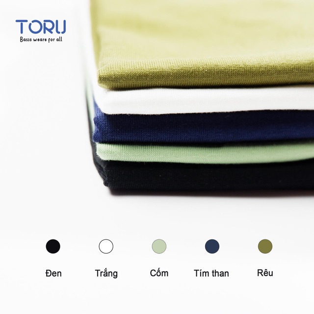 Áo Thun nam Cotton cao cấp Toru, thiết kế trơn Trắng, Đen, Tím Than, Thấm hút mồ hôi, co giãn tốt, kháng khuẩn