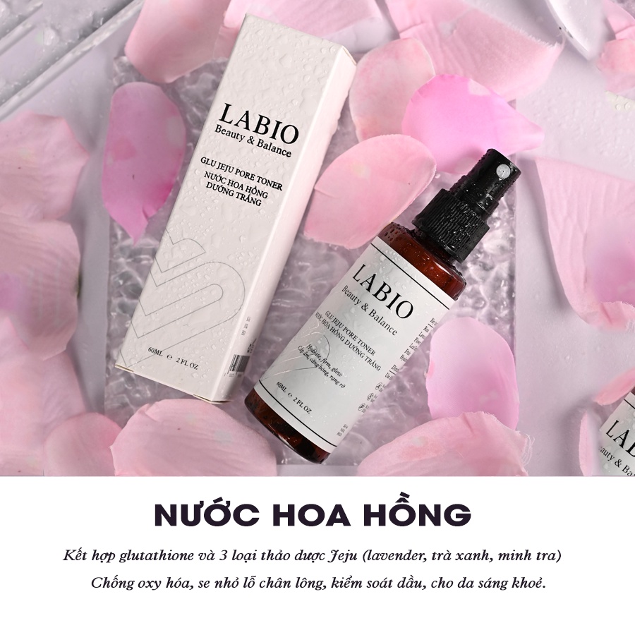 Toner LABIO Tinh Chất Hoa Hồng Địa Trung Hải 60ml - Se Khít Lỗ Chân Lông, Tăng Cường Hoạt Hóa Da Mặt