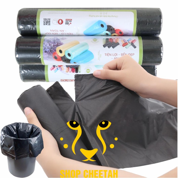 24 Cuộn Túi đựng rác tự xé KT: 53cm x 63cm x 0,5kg – Túi đựng rác an toàn HDPE – Màu đen – Túi dày và sạch không mùi