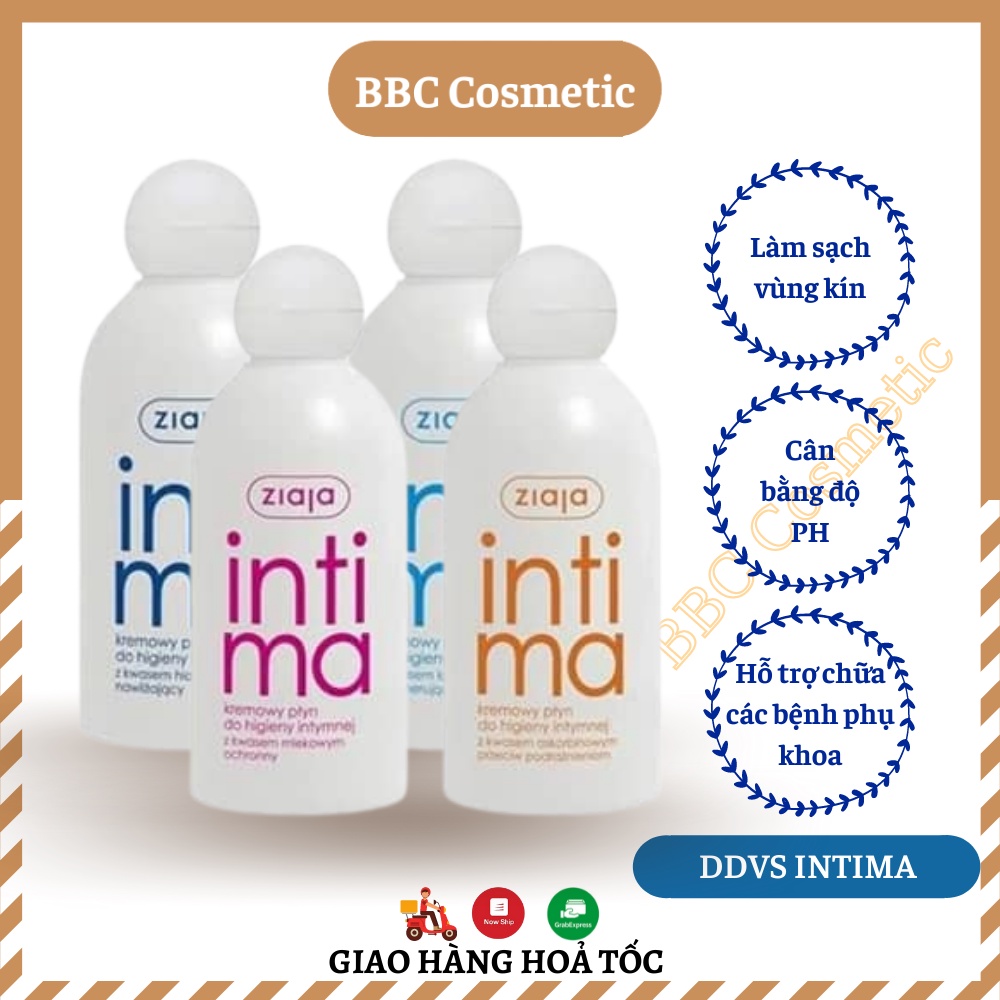 Dung dịch vệ sinh phụ nữ INTIMA Ba Lan 200ml cân bằng đô PH, giảm viêm nhiễm phụ khoa - BBC Cosmetic