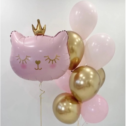 Bong bóng mèo vương miện trang trí tiệc sinh nhật, chụp hình, đồ chơi cho bé.