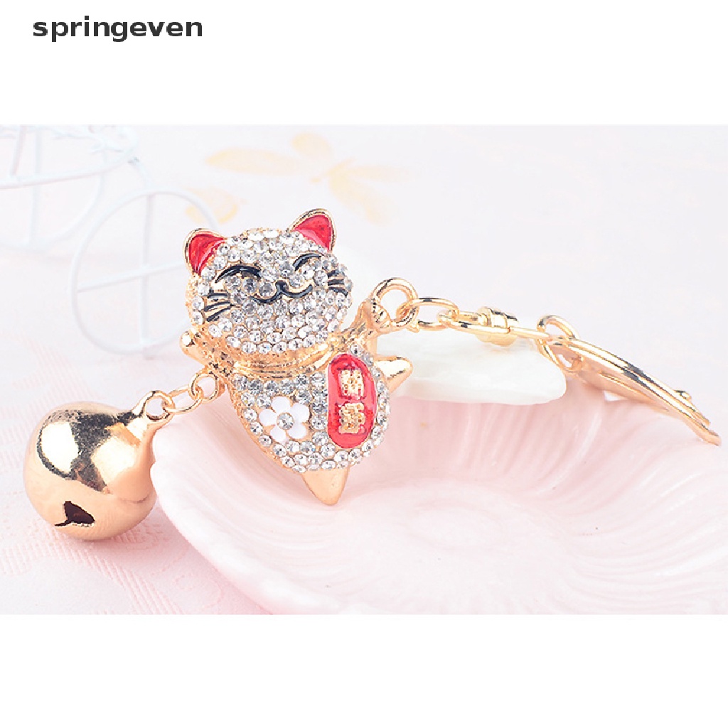 Móc Khóa Hình Chú Mèo May Mắn Đính Đá Dễ Thương