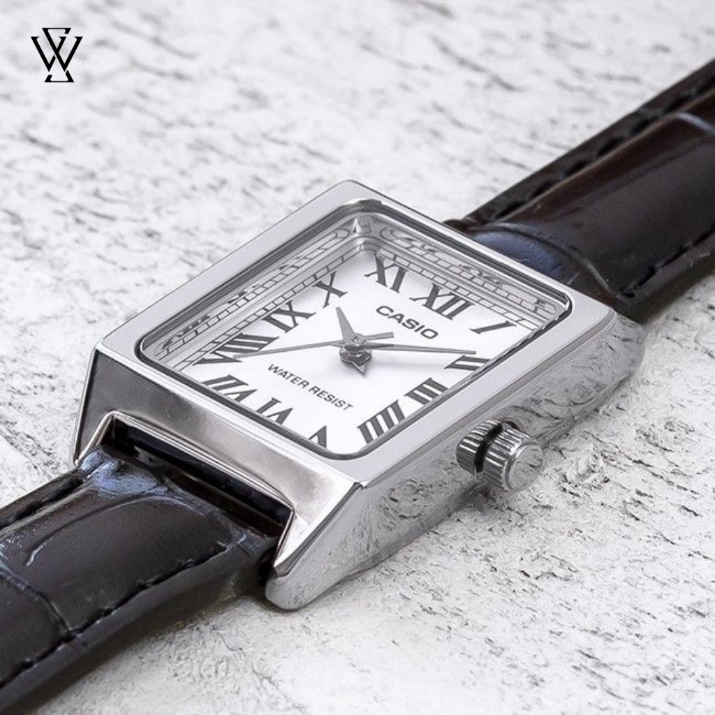 Đồng Hồ Quartz Nữ Casio WATCHSTORE LTP-V007L-7B1UDF Thiết Kế Mặt Kính Khoáng 22mm, Dây Da Và Vỏ Mạ Crom Chống Nước