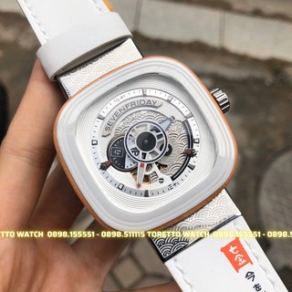 Đồng Hồ Nam [Sevenfriday - P1B/03] - Automatic - Hộp Gỗ, Sách, Thẻ Bảo Hành, Khăn, Dây Cao Su Cao Cấp Tặng Kèm