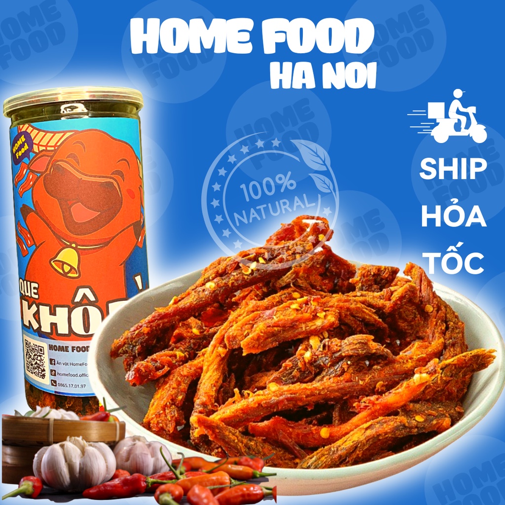 Khô bò que HomeFood 300gr bò khô que Hồng Ngự mềm ngon chuẩn vị đồ ăn vặt Việt Nam an toàn vệ sinh thực phẩm