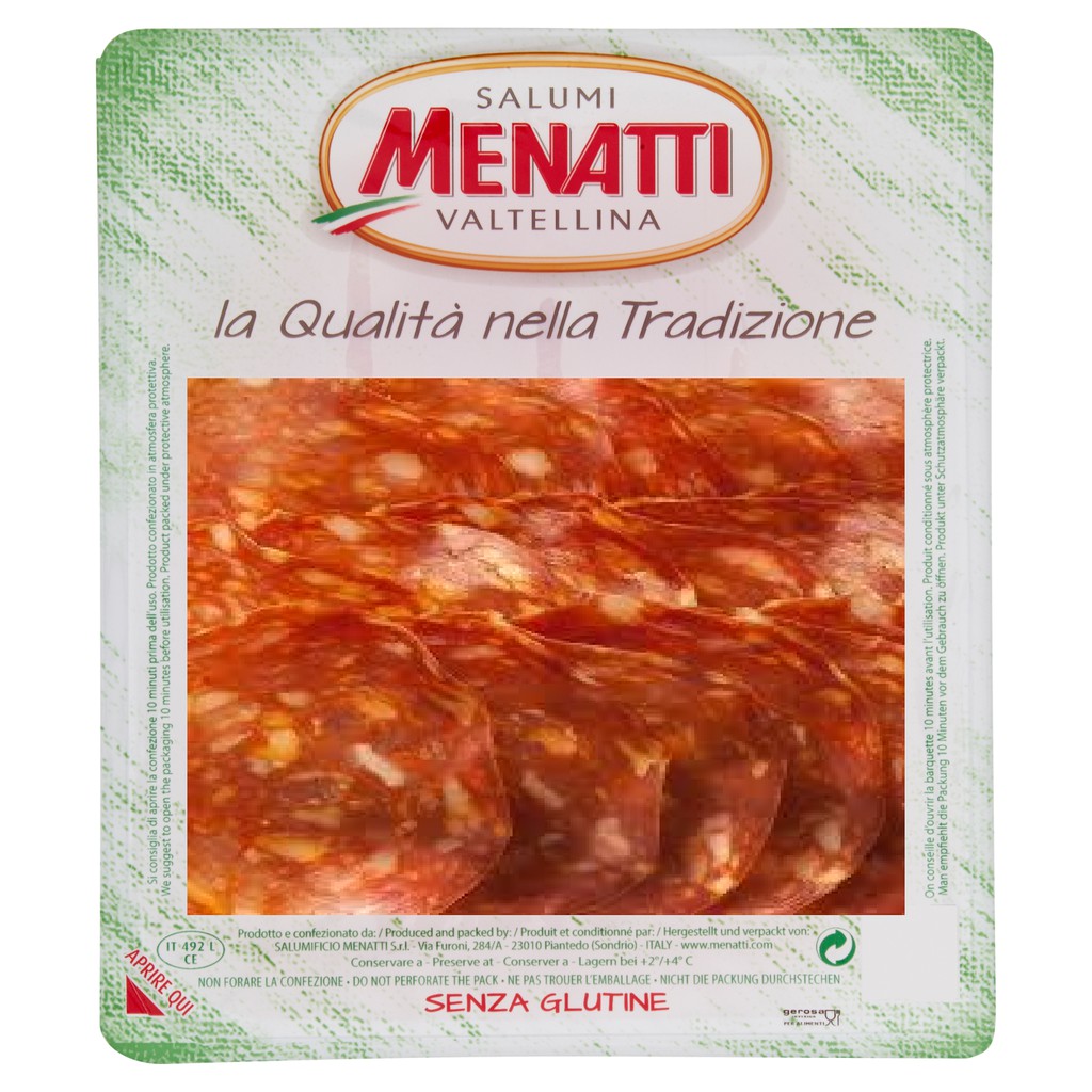 Xúc xích Ý cay salami Spianta piccante cắt lát đóng vỉ 100G
