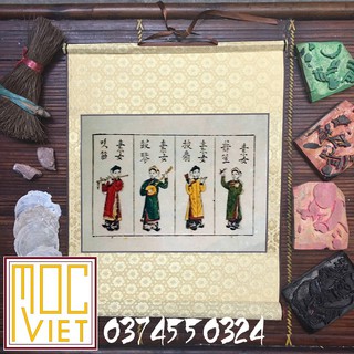 Tranh đông hồ Tố nữ tranh cỡ 27x37cm