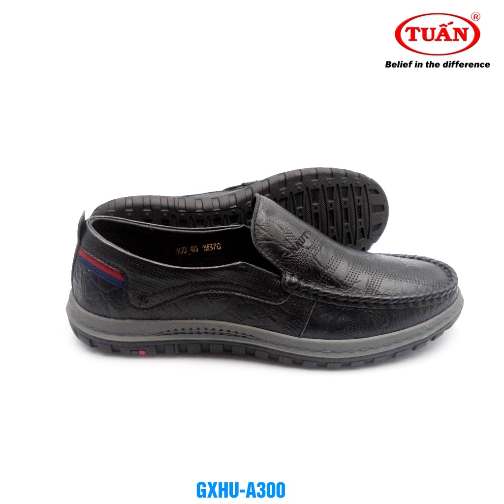 Giày da nam - giày mọi da bò tự nhiên đế cao su mềm mại thương hiệu giày Tuấn GXHU-300