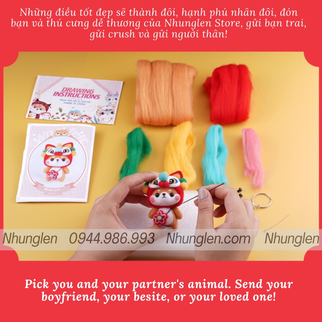 [NEW] Bộ len chọc linh vật 12 con giáp cung hoàng đạo theo tuổi, quà tặng may mắn, DIY needle felting, có hướng dẫn