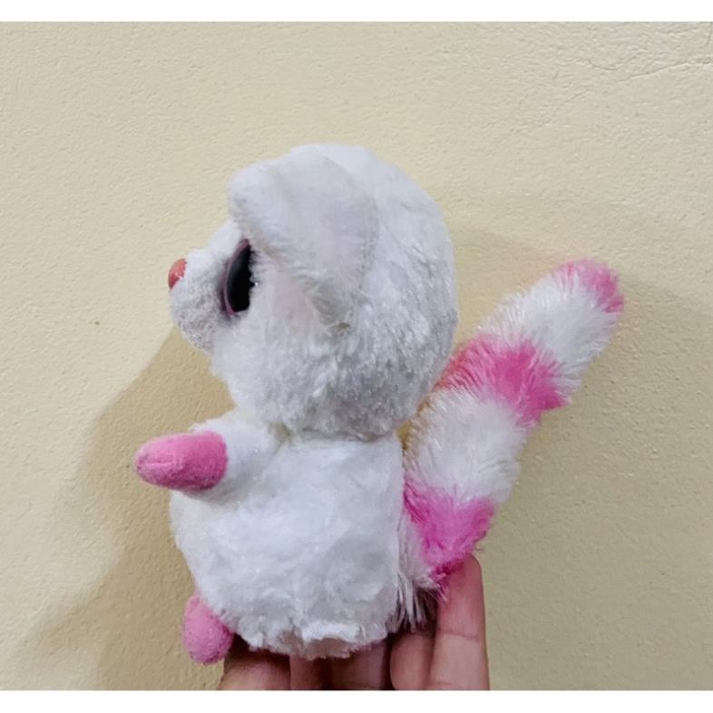 Gấu bông mắt thuỷ tinh chồn trắng lông xù nhẹ 8-10cm