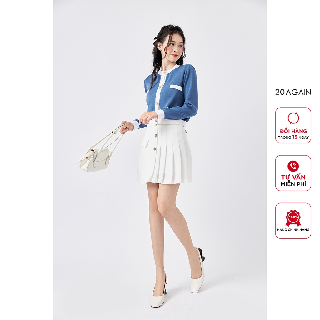 [Mã WABRAG99 giảm 10% đơn 99K] Áo len cardigan nữ dáng ngắn 20AGAIN, chất len montoghi mịn, co giãn tốt KLA0066 | BigBuy360 - bigbuy360.vn