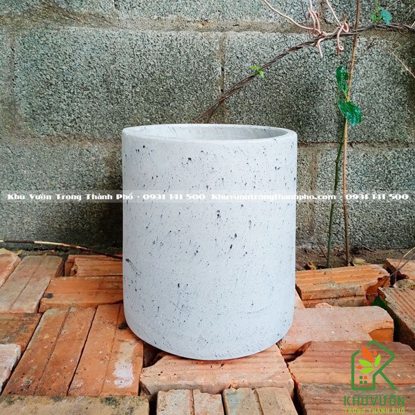 Chậu đá mài trụ tròn 25x25cm thích hợp trồng cây nội thất