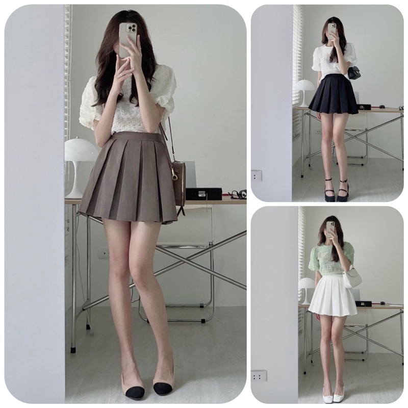 Chân váy xếp ly Tennis dáng ngắn xoè chữ a kiểu mới xếp ly to thời trang nữ hàng cao cấp